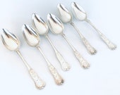 6 Vintage Silver Plate Dessert Spoons Kings Pattern Swedish Made Initial P