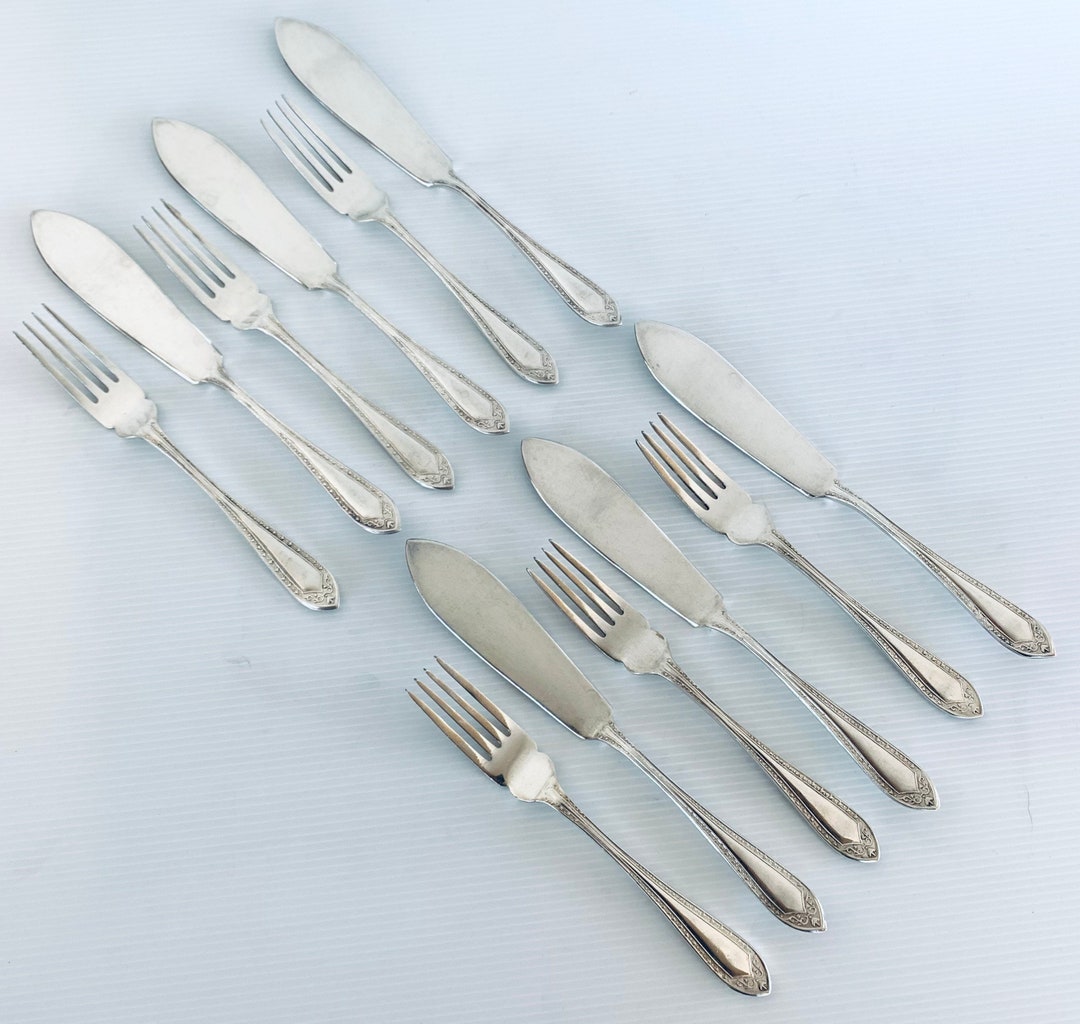Vintage Silver Plated Fish Knives & Forks X 6 Etsy