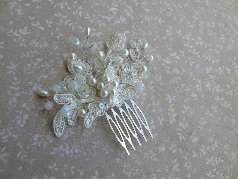 Small Hair Accessories Bridal Hair Comb Vintage Pearl Hair Comb Wedding Hair Comb Ivory Headpiece Bridal Hairpiece Lace Hair Piece