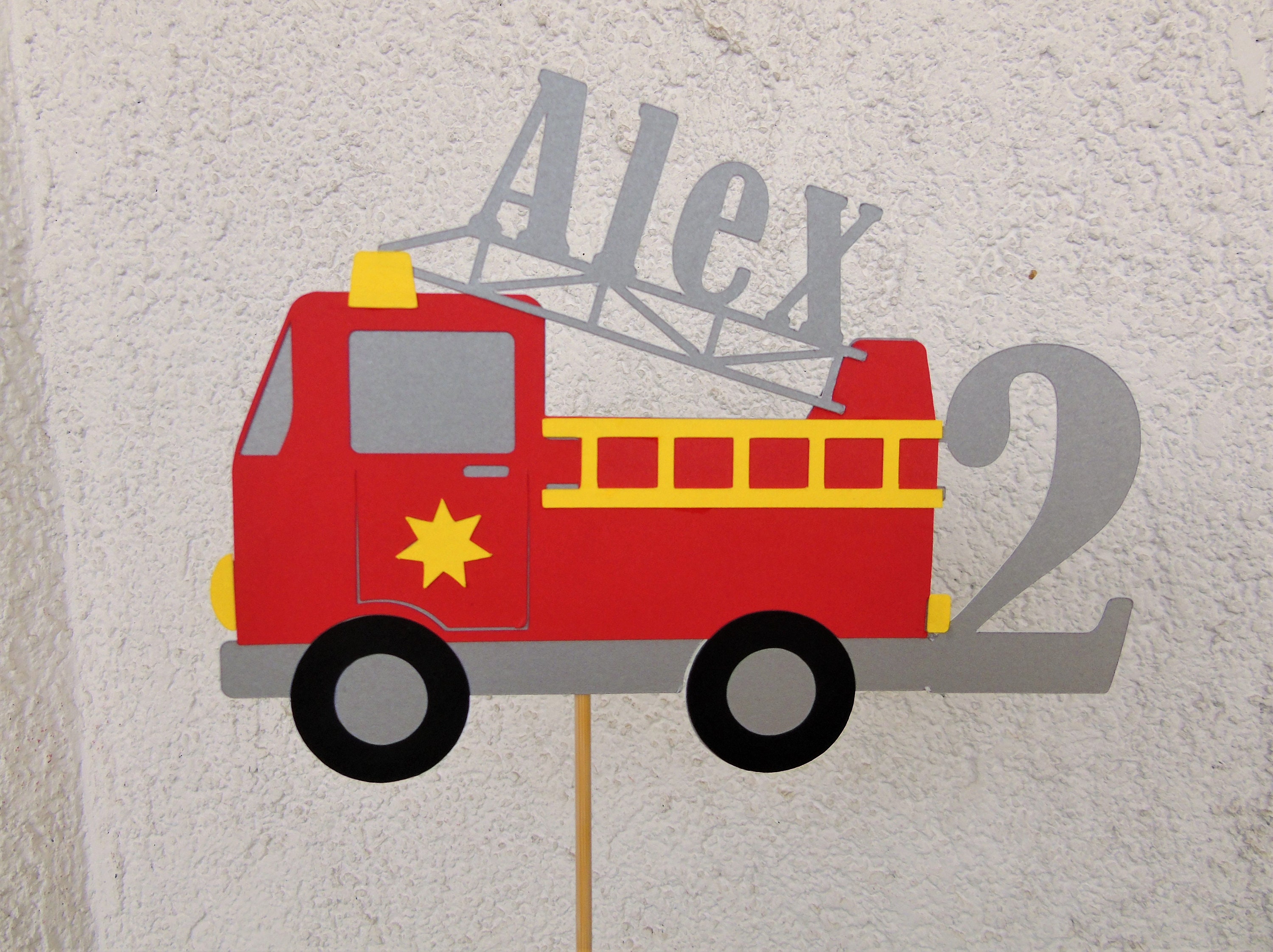 Firefighter Cake Topper Personalized Fire Truck Cake Topper Etsy 
