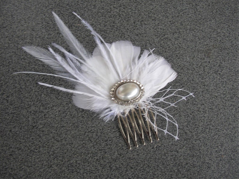 Feather Hair Clip Feather Hair Comb Feather Bridal Headpiece Wedding Accessories White Feathers Hair Piece Pearl Rhinestones Hairpiece