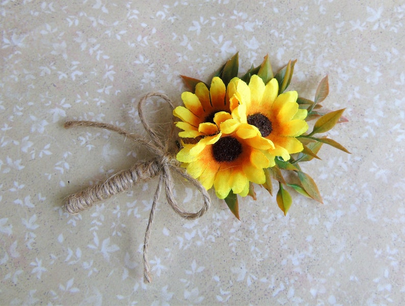 Sunflower Rustic Boutonniere Wedding Boutonniere Greenery Etsy
