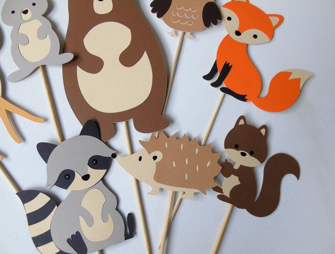 Woodland Baby Shower Forest Animals Table Decoration Set of Etsy