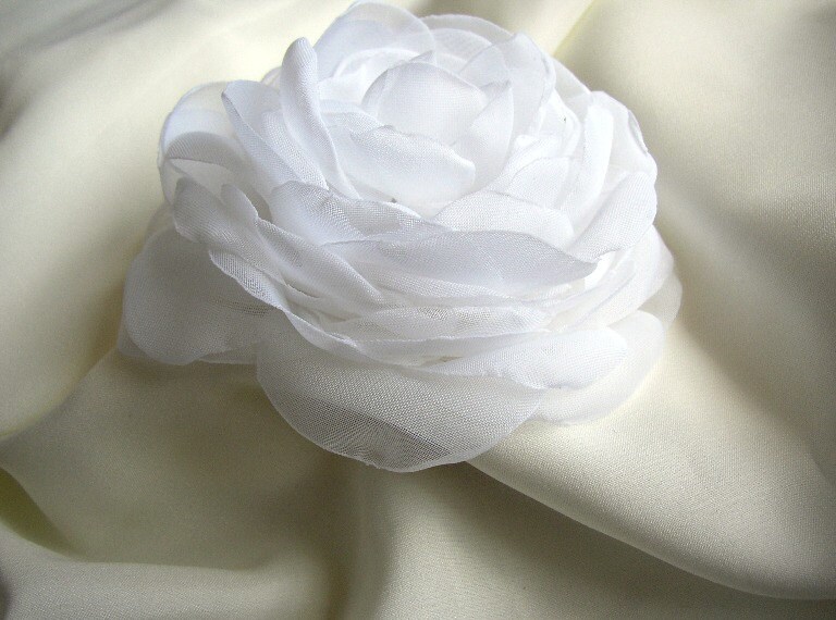 White Wedding Hair Accessories Rose Peony Flower Pin Brooch | Etsy
