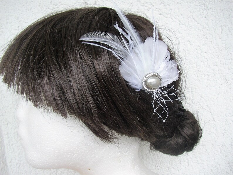 Feather Hair Clip Feather Hair Comb Feather Bridal Headpiece Wedding Accessories White Feathers Hair Piece Pearl Rhinestones Hairpiece