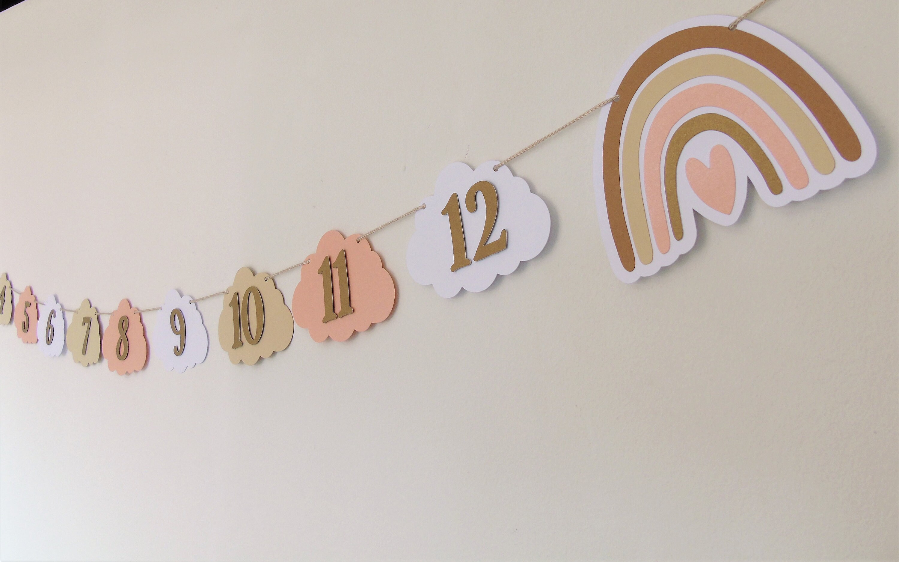 Baby Foto Girlande - Hängende Wanddekoration Für 1. Geburtstag Mit 12 Monats Fotos