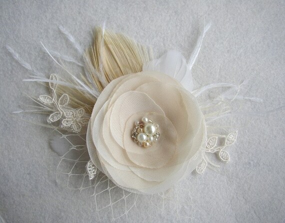 Wedding Hair Accessories Champagne Hairpiece Lace Hair Etsy
