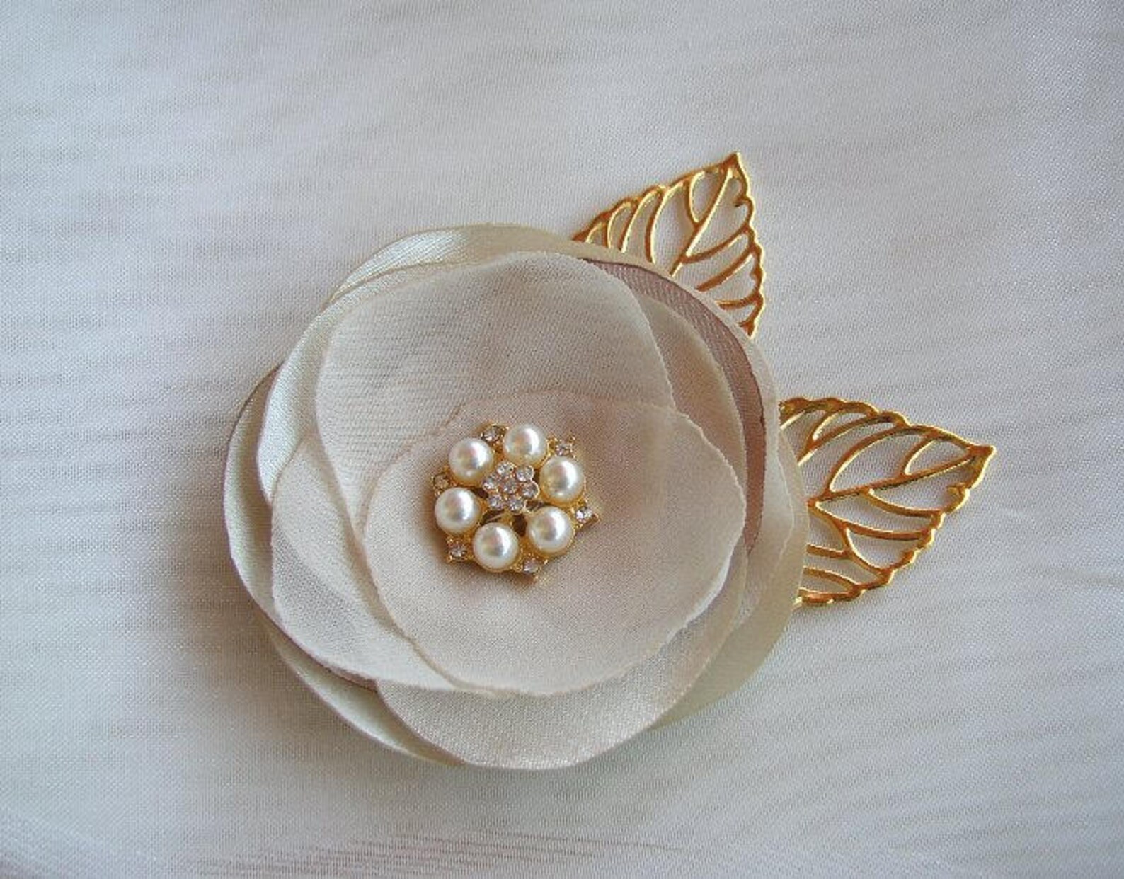 Gold Wedding Hair Clip Small Hair Flower Gold Headpiece Etsy