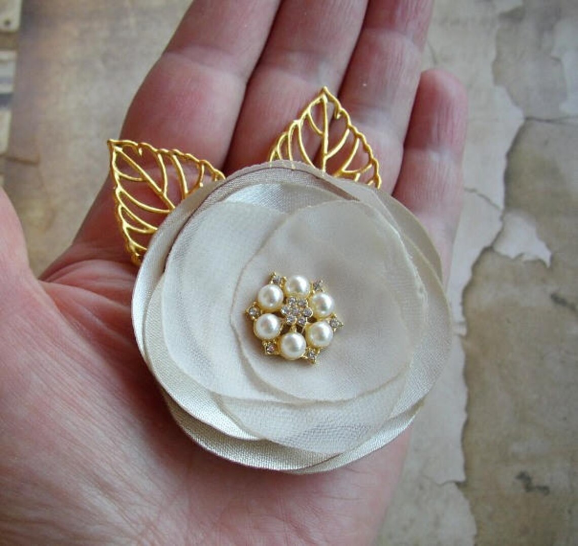 Gold Wedding Hair Clip Small Hair Flower Gold Headpiece Etsy