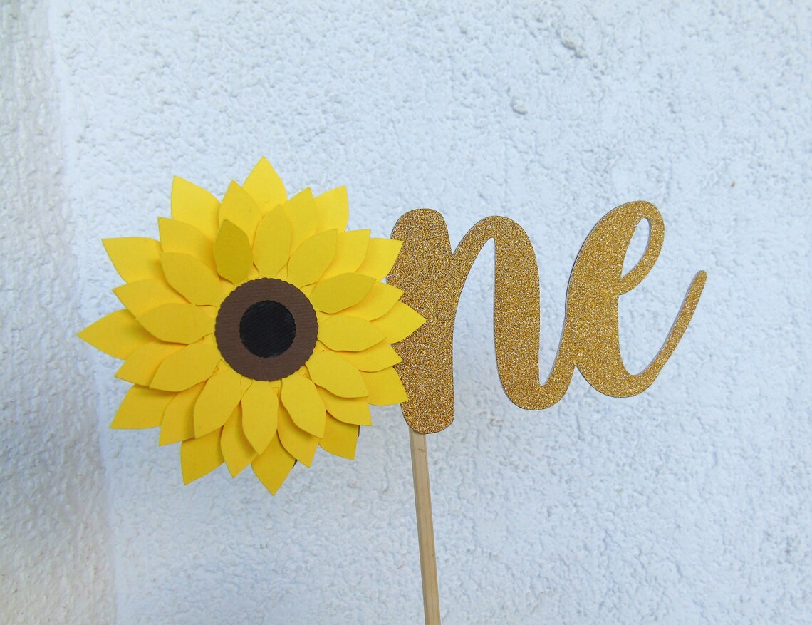 Sunflower Cake Topper 1st Birthday Smash Cake Topper One