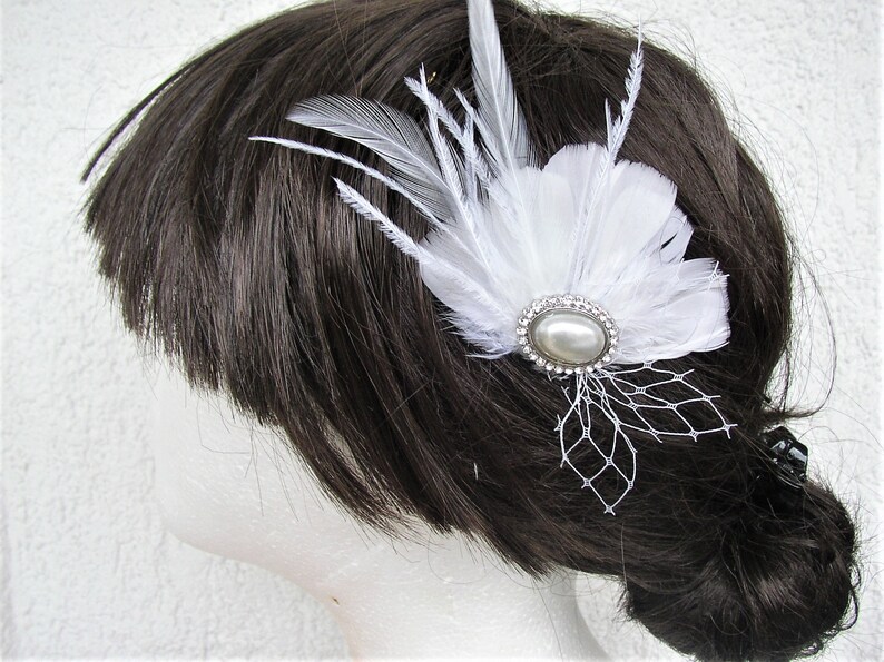 Feather Hair Clip Feather Hair Comb Feather Bridal Headpiece Wedding Accessories White Feathers Hair Piece Pearl Rhinestones Hairpiece