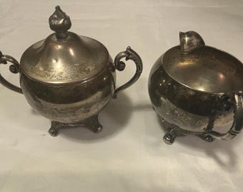 Oneida USA Silver Plated Footed Sugar & Creamer