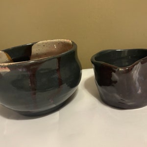 Art Pottery Signed Pink/Purple Glaze Bowl Set