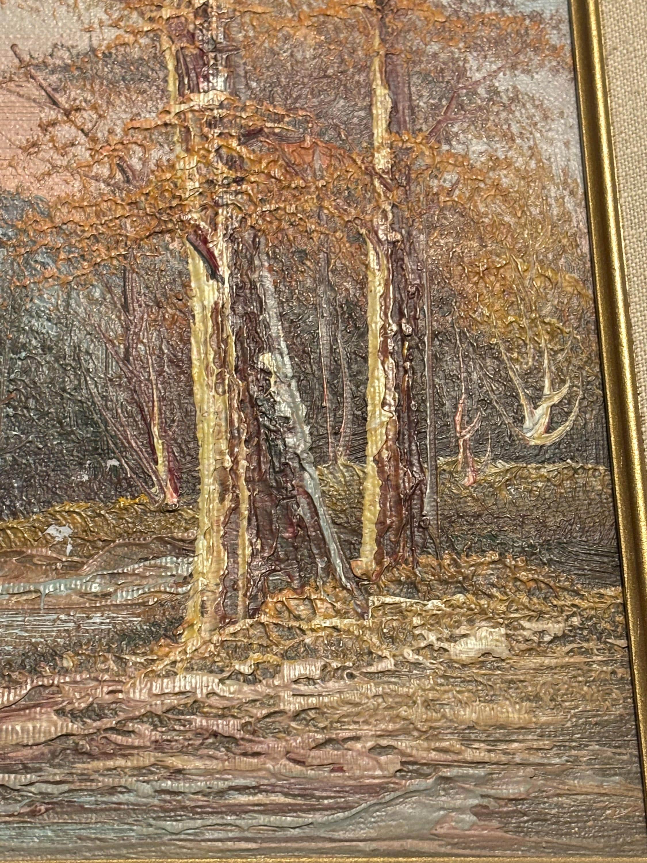 G. Whitman Snowy Mountain Landscape Framed Original Oil Painting