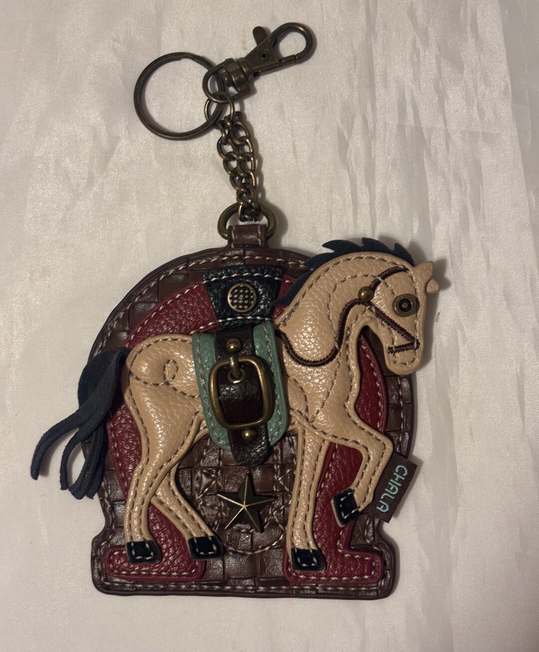 Chala Faux Leather Horse Rhinestone, Antique Bronze Details Key Fob ...