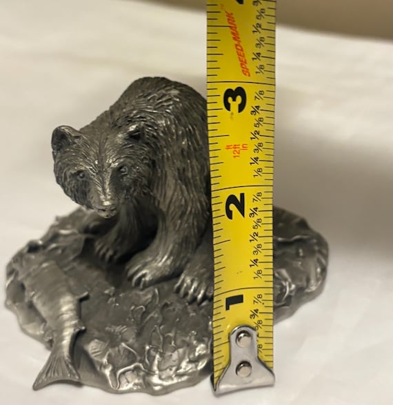 Limited Edition Hudson Pewter Grizzly Bear With Salmon Statue