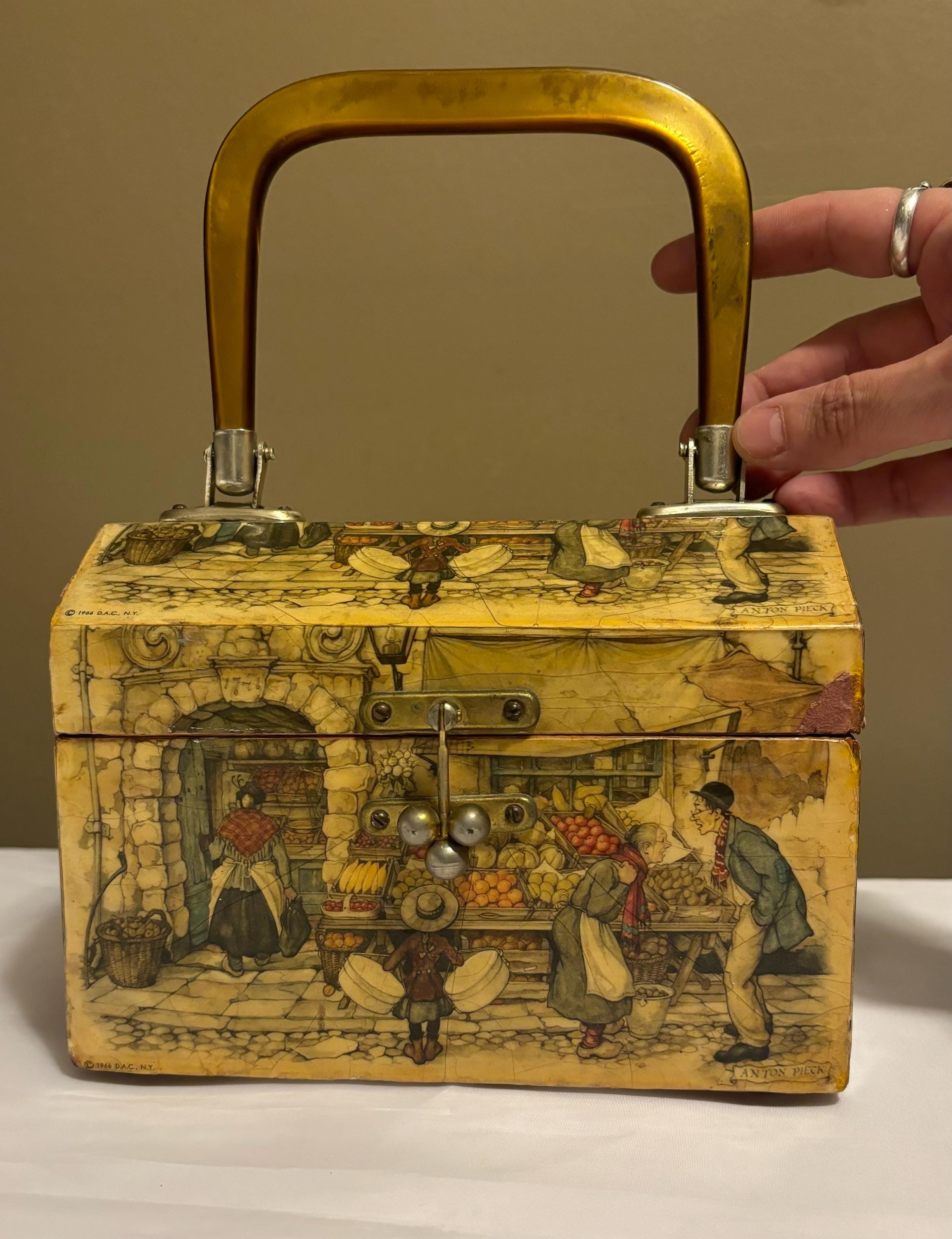 Anton Pieck Decoupage Wood Box Purse