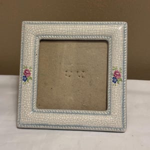 Vintage Floral Pink Roses Ceramic 3x3 Photo Frame