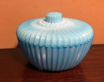 Vintage Akro Blue Slag Glass Trinket Dish