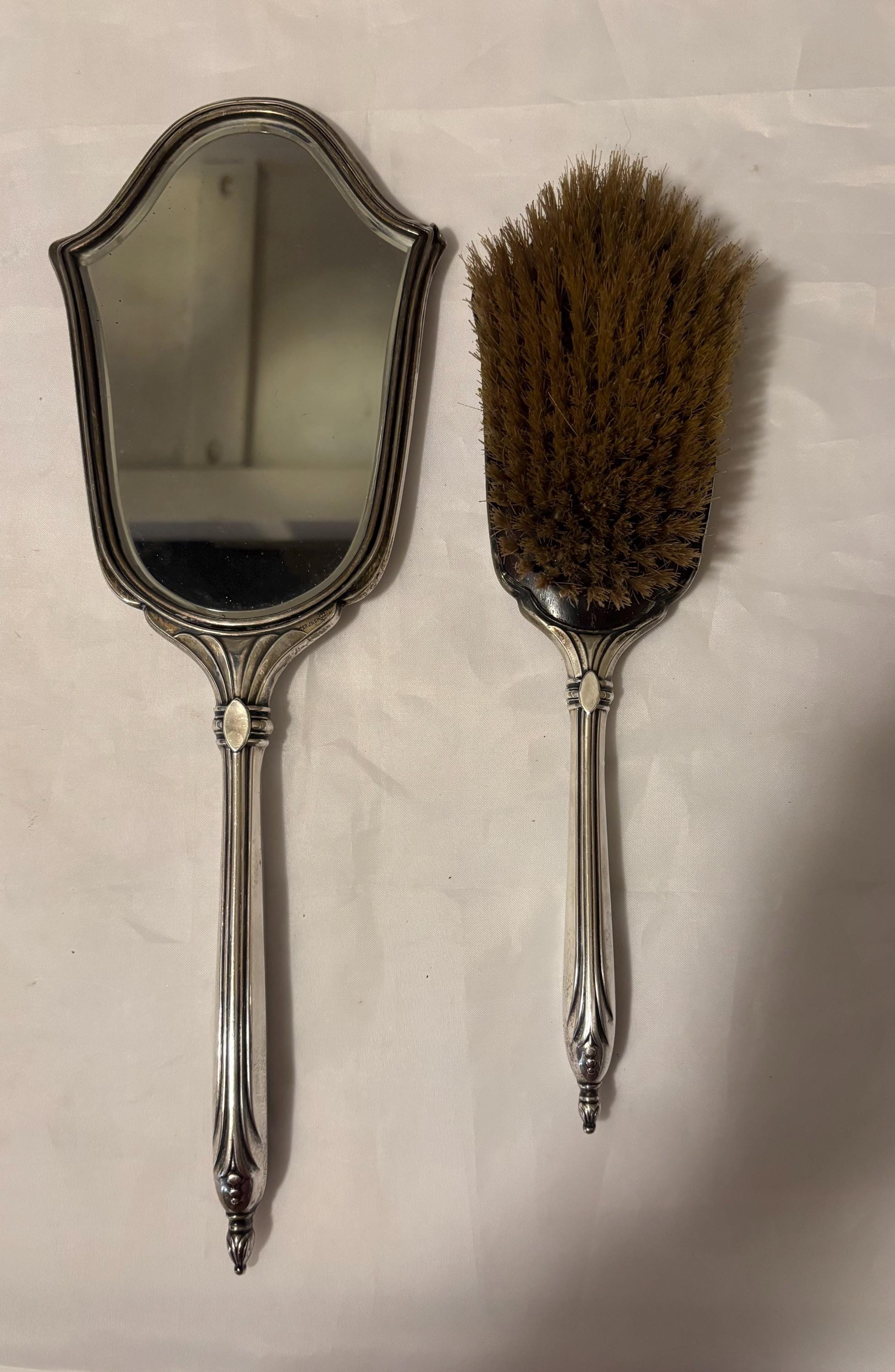 Antique Stamped Sterling Silver Monogrammed Hairbrush Webster engraved Vintage Webster Sterling Baby Brush and Comb Set, Engine  main image 3