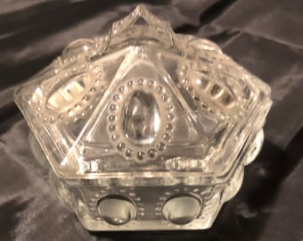 L.E. Smith Victorian Hexagon Medallion Trinket Box
