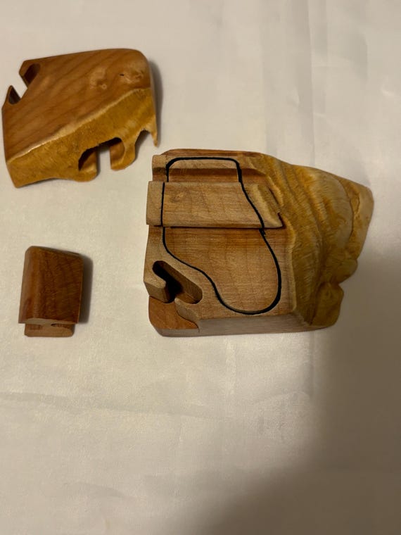 Hand Carved Dave Ross Wooden Puzzel Box Trinket B… - image 9