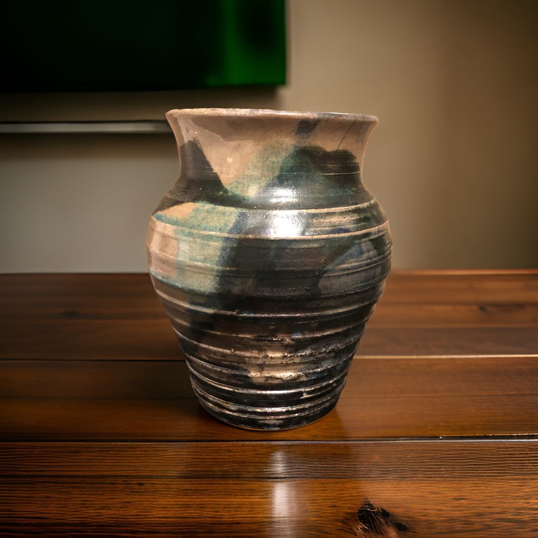 Raku Style Iridescent Glazed Pottery Signed Vase - Etsy