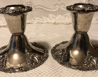 Godinger Silver Plated Ornate  Candlestick Holders.