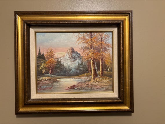 G. Whitman Snowy Mountain Landscape Framed Original Oil Painting