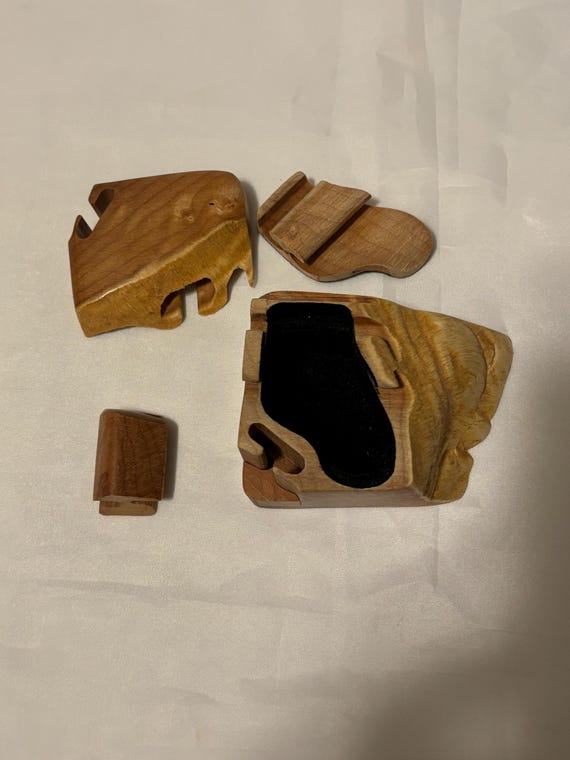 Hand Carved Dave Ross Wooden Puzzel Box Trinket B… - image 8
