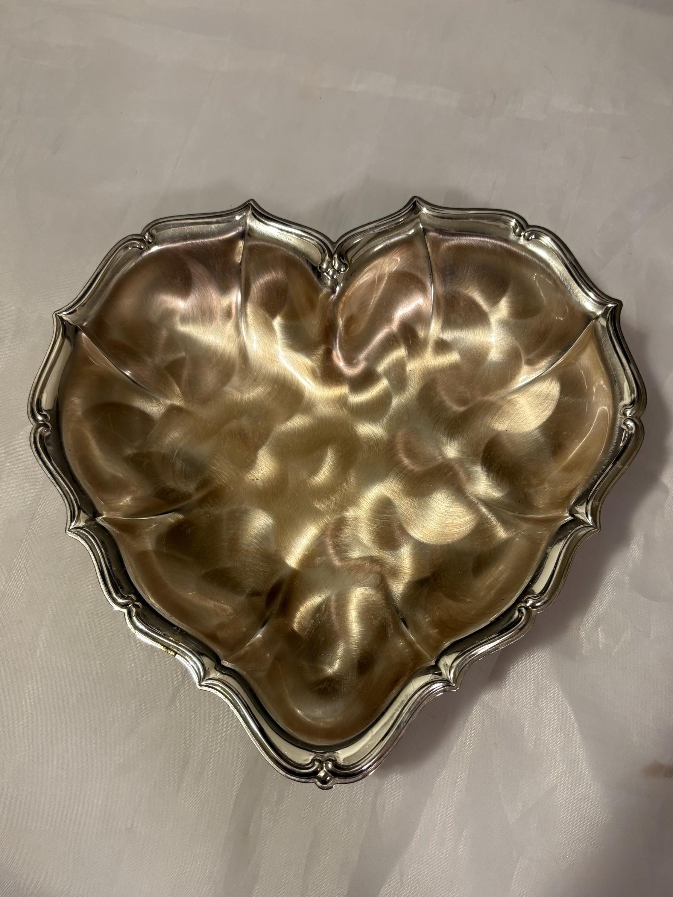 ドイツ製　WMF IKORA ハート型 トレイ 皿 WMF Ikora Silver Plated Brushed Heart Shaped Footed Dish Made in