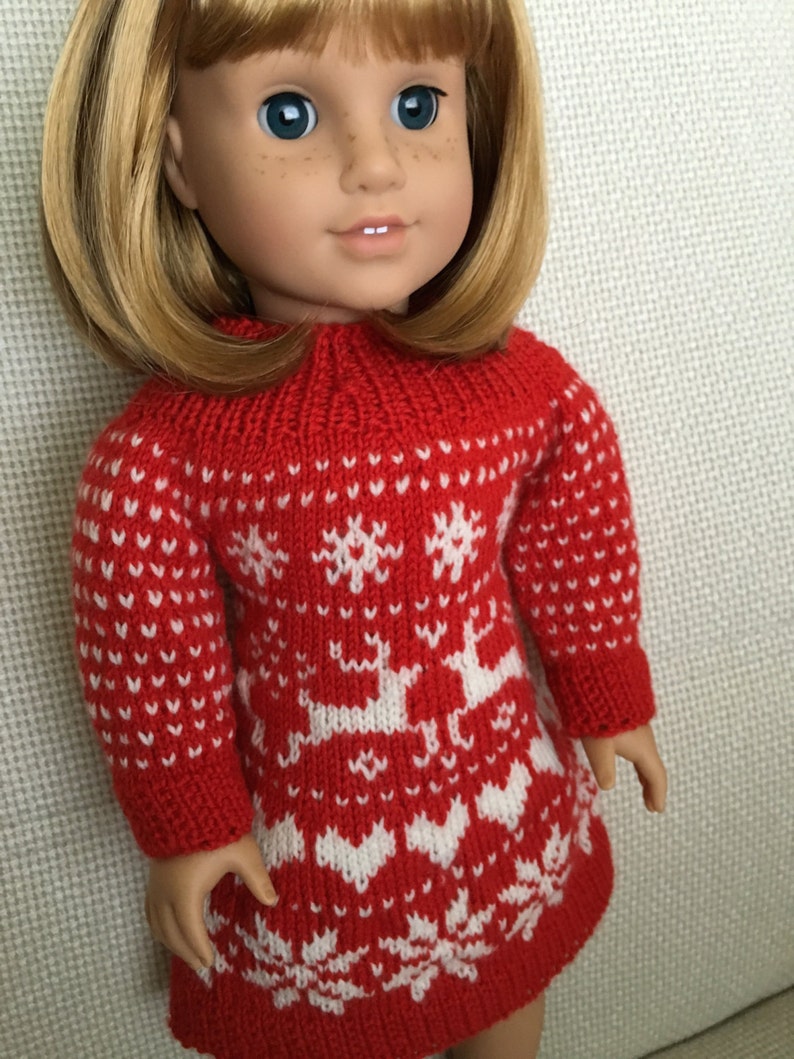American Girl Doll Sweater Dress Knitting Pattern Etsy