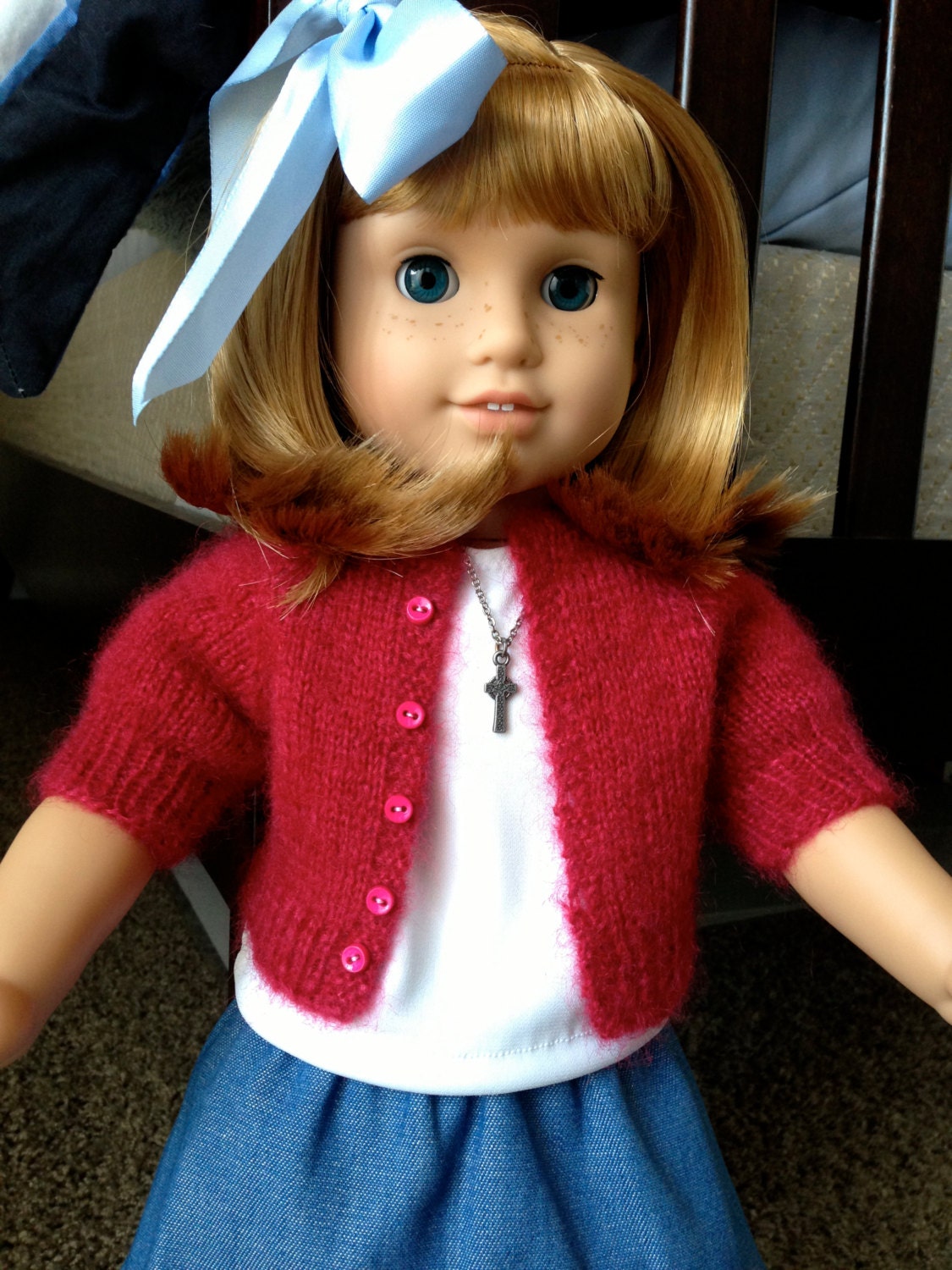 American Girl Doll Retro Mohair Cardigan Pdf Knitting Pattern Etsy