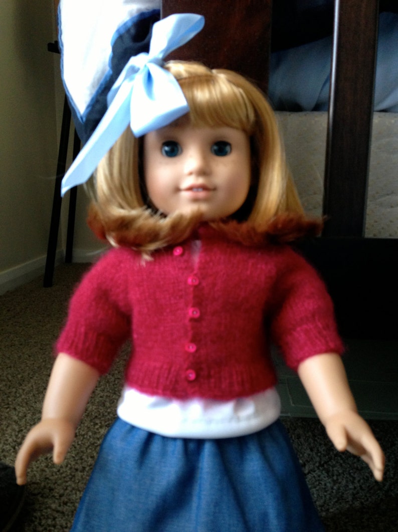 American Girl Doll Retro Mohair Cardigan Pdf Knitting Pattern Etsy
