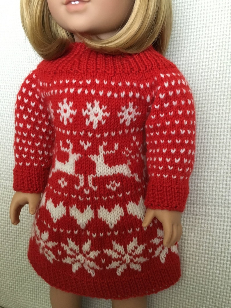 American Girl Doll Sweater Dress Knitting Pattern Etsy