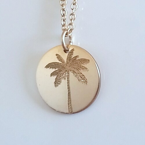 Palm Tree Necklace Gold Palm Tree Pendant Sterling Silver - Etsy
