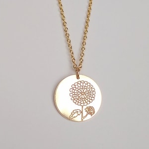 Birth Flower Necklace - October Birthday Jewelry - Gold Marigold Flower Necklace - Mothers Day - Wedding Bridesmaid Gift - Gift For Her