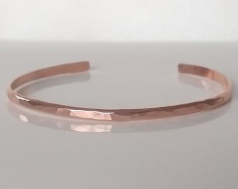 Hammered 14k Rose Gold Filled Cuff Bangle Bracelet: Dainty Minimalist Jewelry