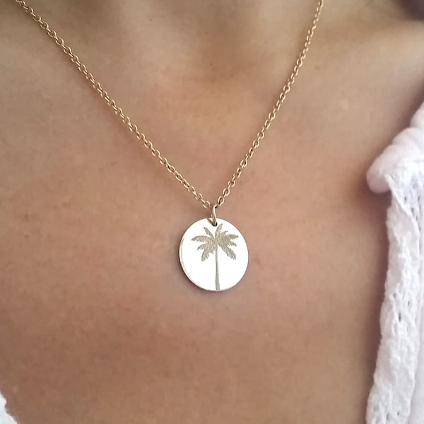 Palm Tree Necklace - Gold Palm Tree Pendant - Sterling Silver Palm Tree Charm - Tropical Summer Necklace - Nature Necklace - Modern Gold
