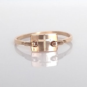 Tiny Cross Ring - Gold Cross Ring - Stackable Ring - Minimalist Ring - Dainty Gold Ring - Confirmation Gift - Graduation Gift - Religious