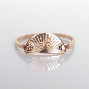 Sun Ring - Sunrise Gold Ring - Half Disc Ring - Sun Rays Ring - Stackable Rings - Minimalist Ring - Dainty Gold Ring - Sunshine Gold Ring