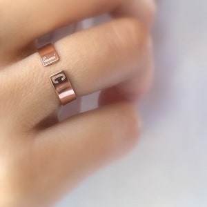 Initial Ring - Personalized Rose Gold Ring - Couples Ring - Relationship Ring - Custom Engraved Gold Ring - Open Ring
