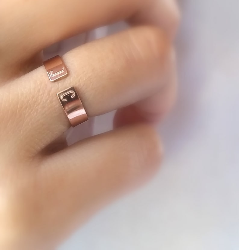 Initial Ring Personalized Rose Gold Ring Couples Ring - Etsy