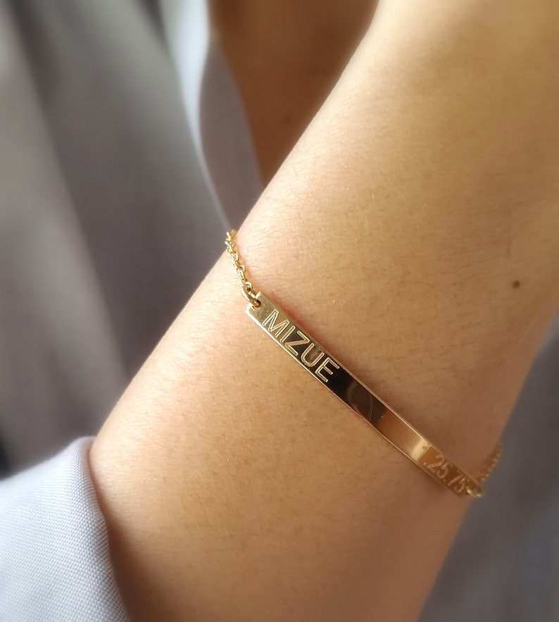 Nameplate Bracelet Personalized Gold Bracelet Name and Etsy