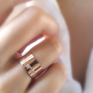 Rose Gold Coordinates Ring: Custom Engraved GPS Latitude Longitude Band