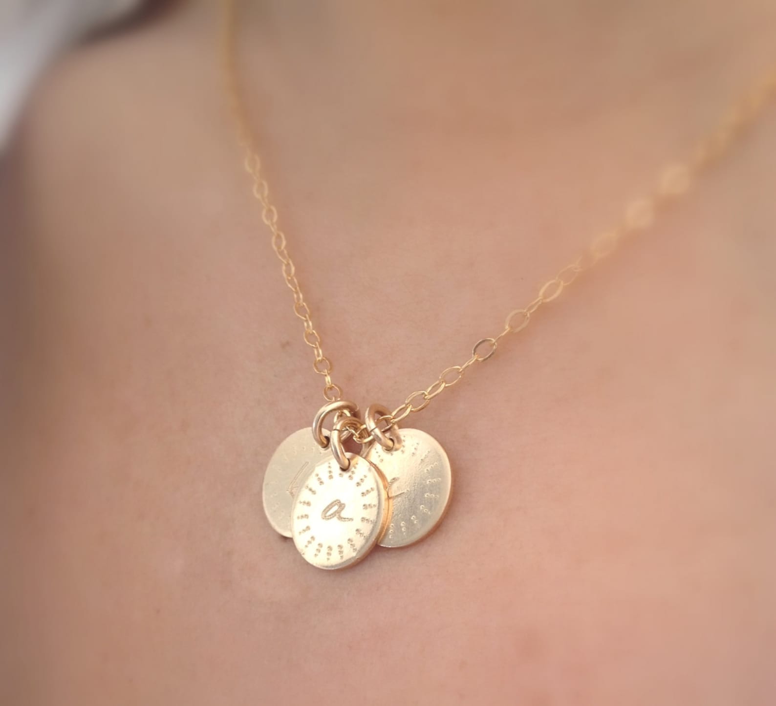 Personalized Gold Charm Necklace Gold Initial Necklace Etsy