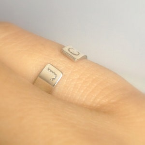 Initial Ring - Personalized Sterling Silver Ring - Couples Ring - Relationship Ring - Custom Engraved Silver Ring - Open Ring