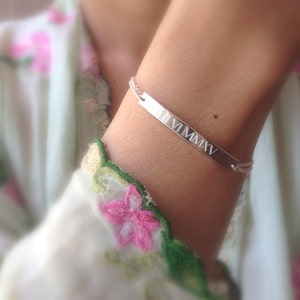 Sterling Silver Roman Numeral Bracelet: Personalized Date Jewelry