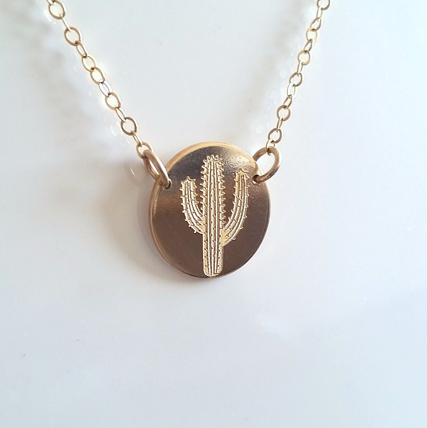 Cactus Necklace Gold Cactus Pendant Southwest Necklace Desert