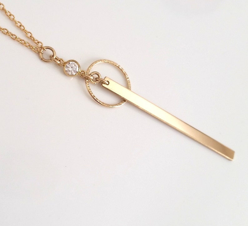 Gold Y Necklace Gold Bar Necklace Lariat Gold Bar Etsy